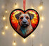 Border Terrier Stained Glass Effect Heart Suncatcher